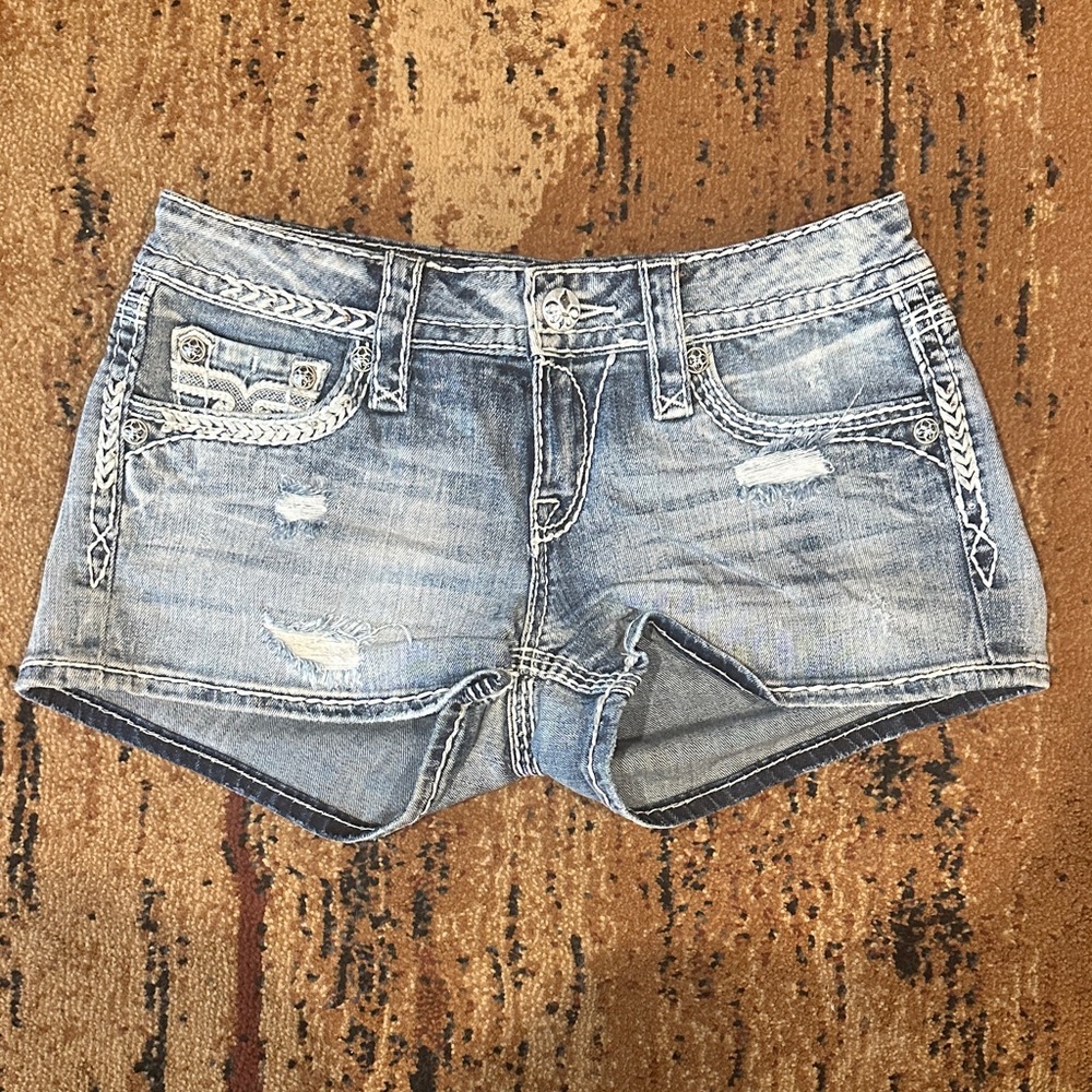 Rock Revival Blue Distressed Jean Shorts